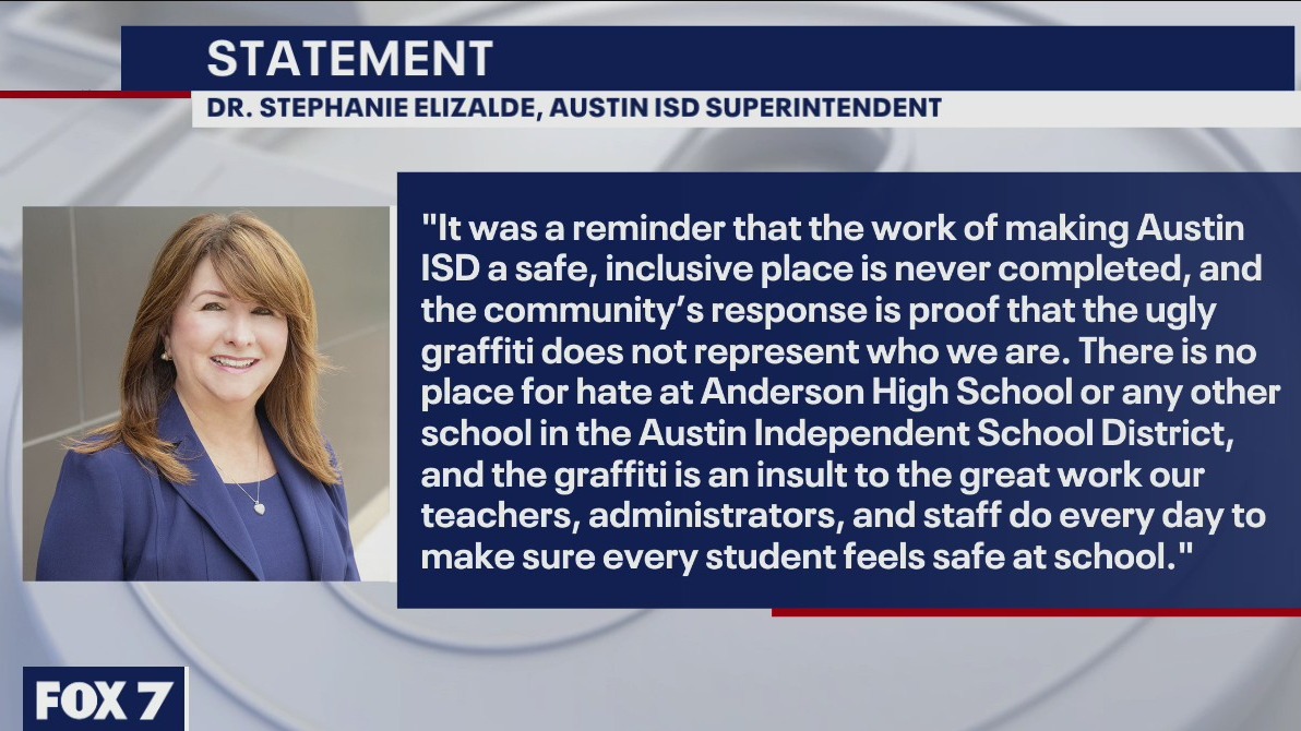 AISD superintendent responds after racist, homophobic graffiti found in school parking lot