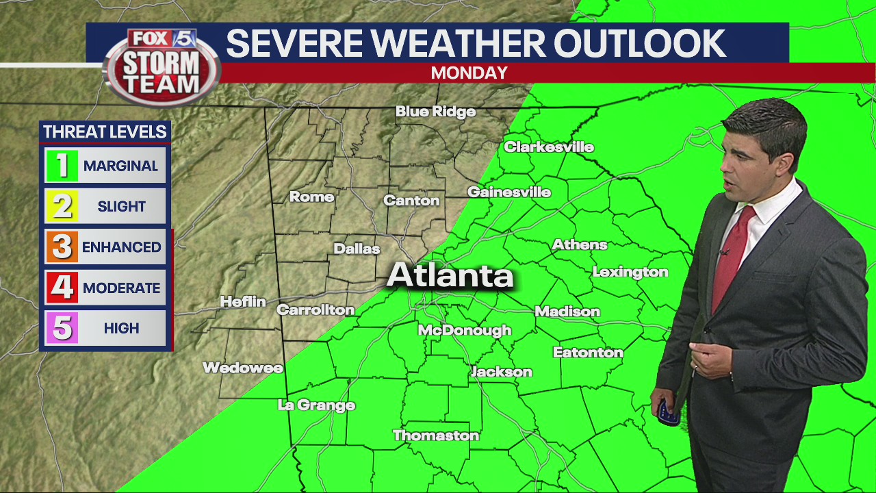 Severe weather outlook: Monday afternoon storms pose marginal threat