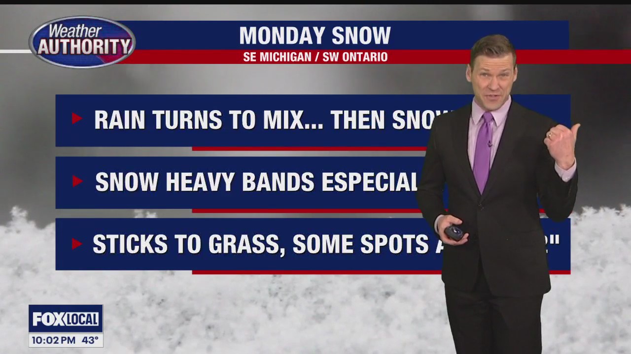 Snow showers likely on Monday