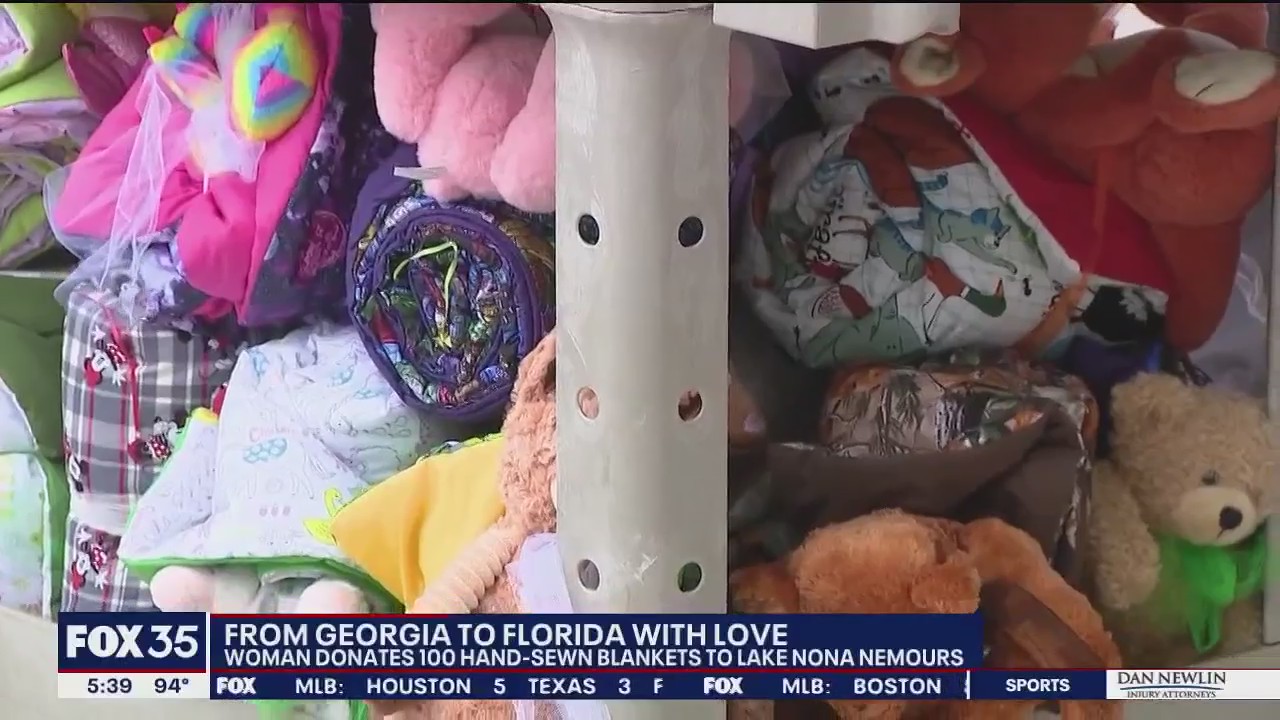 Woman donates blankets to 100 hospitalized kids