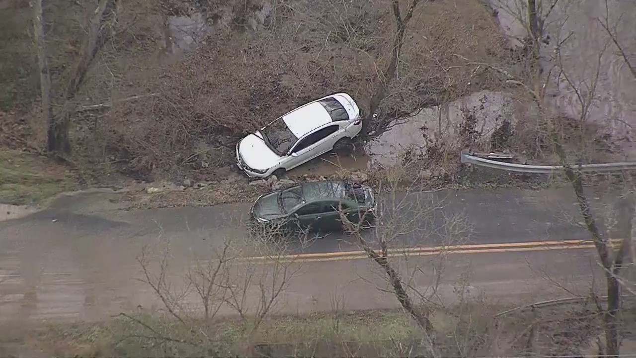 Rescuers find driver clinging to tree after being swept away by floodwaters