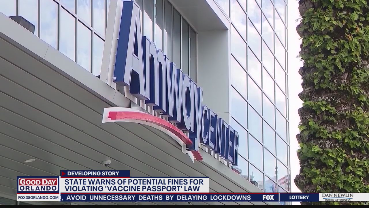 State warning of potential fines for violating 'vaccine passport' law