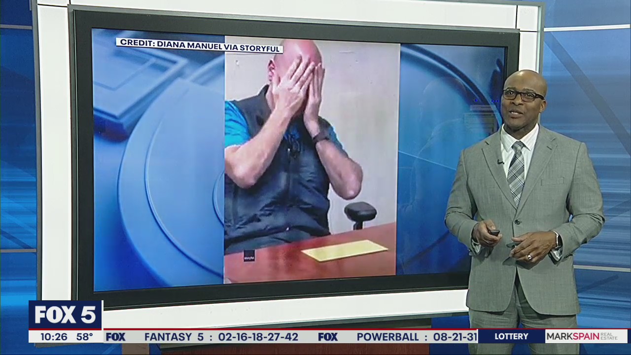 Colleagues surprise retiring coworker by dressing up as him