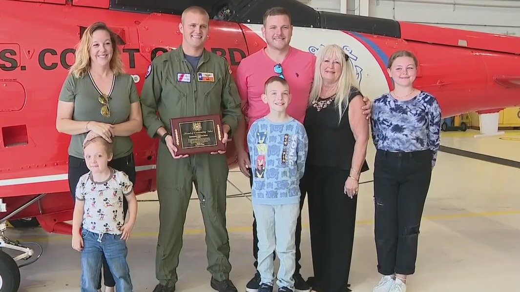 Coast Guard pilot reunites with pregnant woman he rescued in Hurricane Harvey