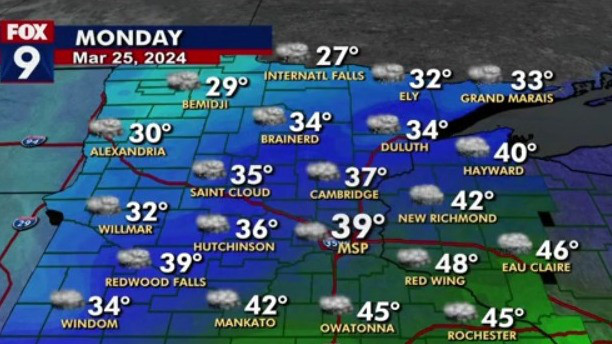 MN weather: Mostly rain for Twin Cities Monday
