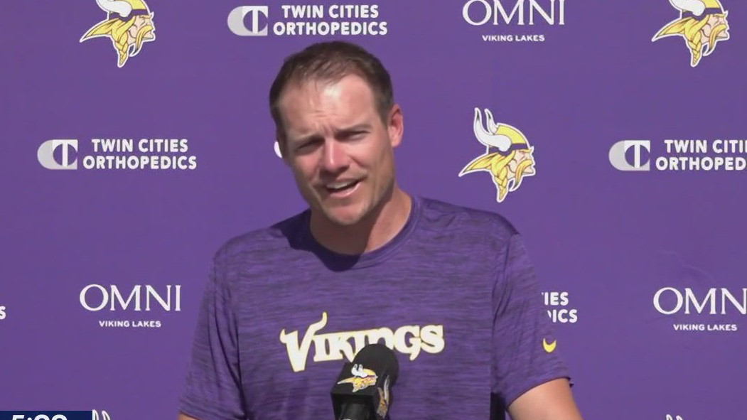 Vikings take training camp practice under the lights at TCO Stadium.