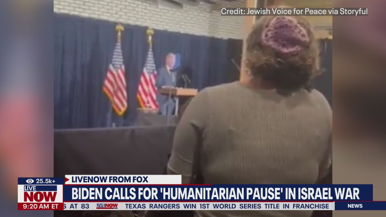 Biden is heckled by rabbi, 'ceasefire now!'