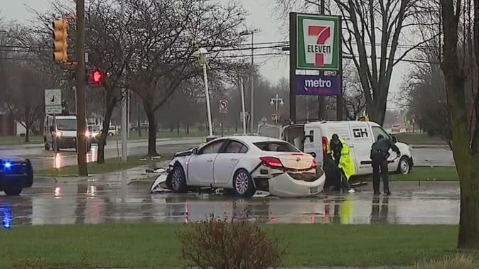 Stolen car eludes police, crashes into utility van on east side