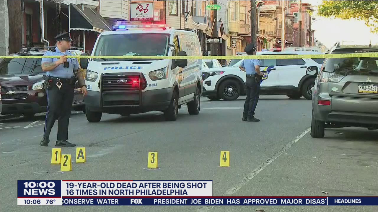 19-year-old dies after being shot 16 times in North Philadelphia, police say
