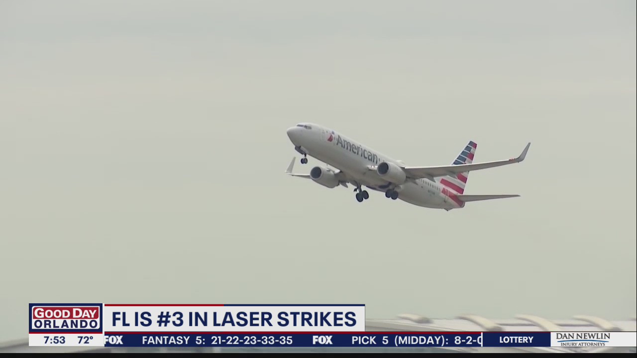 Florida is No. 3 in laser strikes hitting pilots and aircrafts
