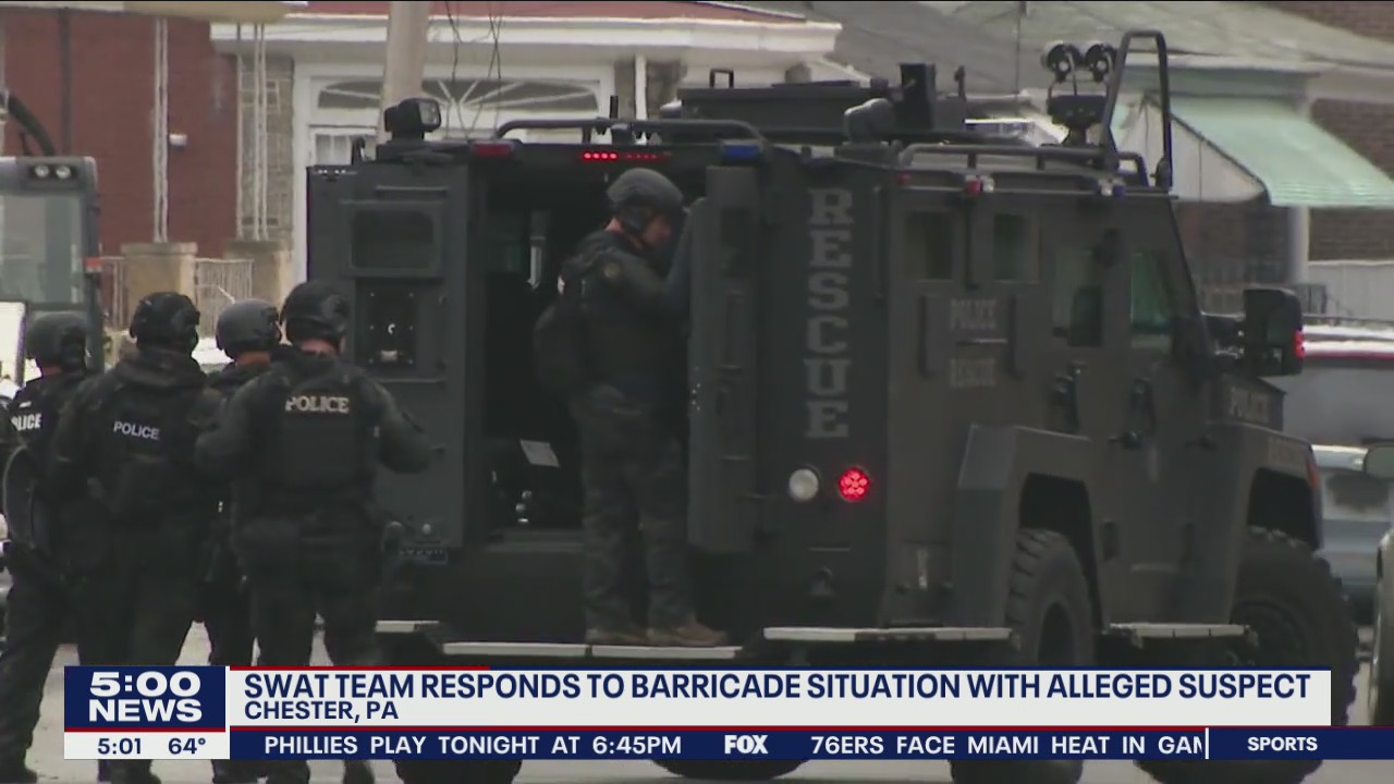 SWAT team responds to barricade in Chester involving alleged fatal shooting suspect
