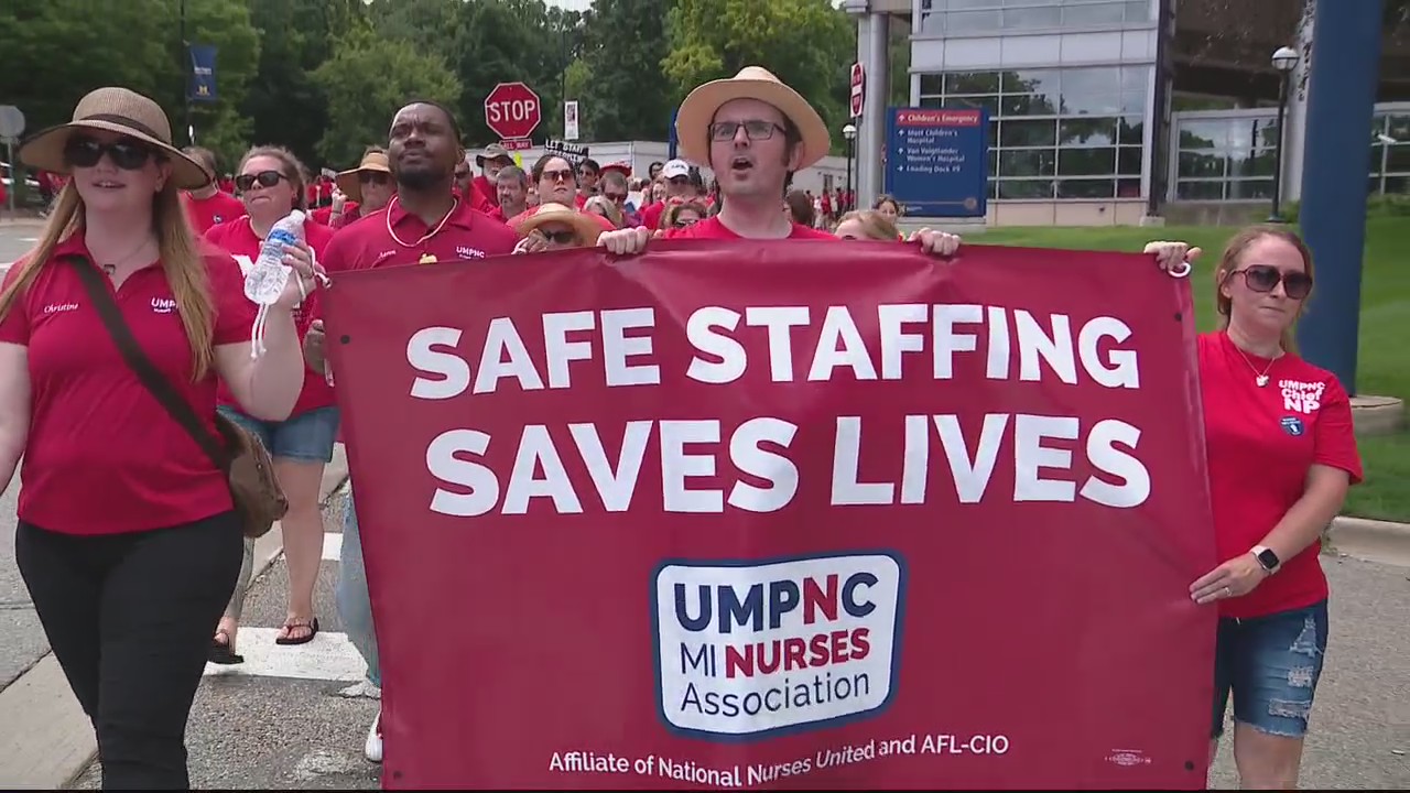 3,000 University of Michigan nurses, allies picket for safe patient care, fair contract