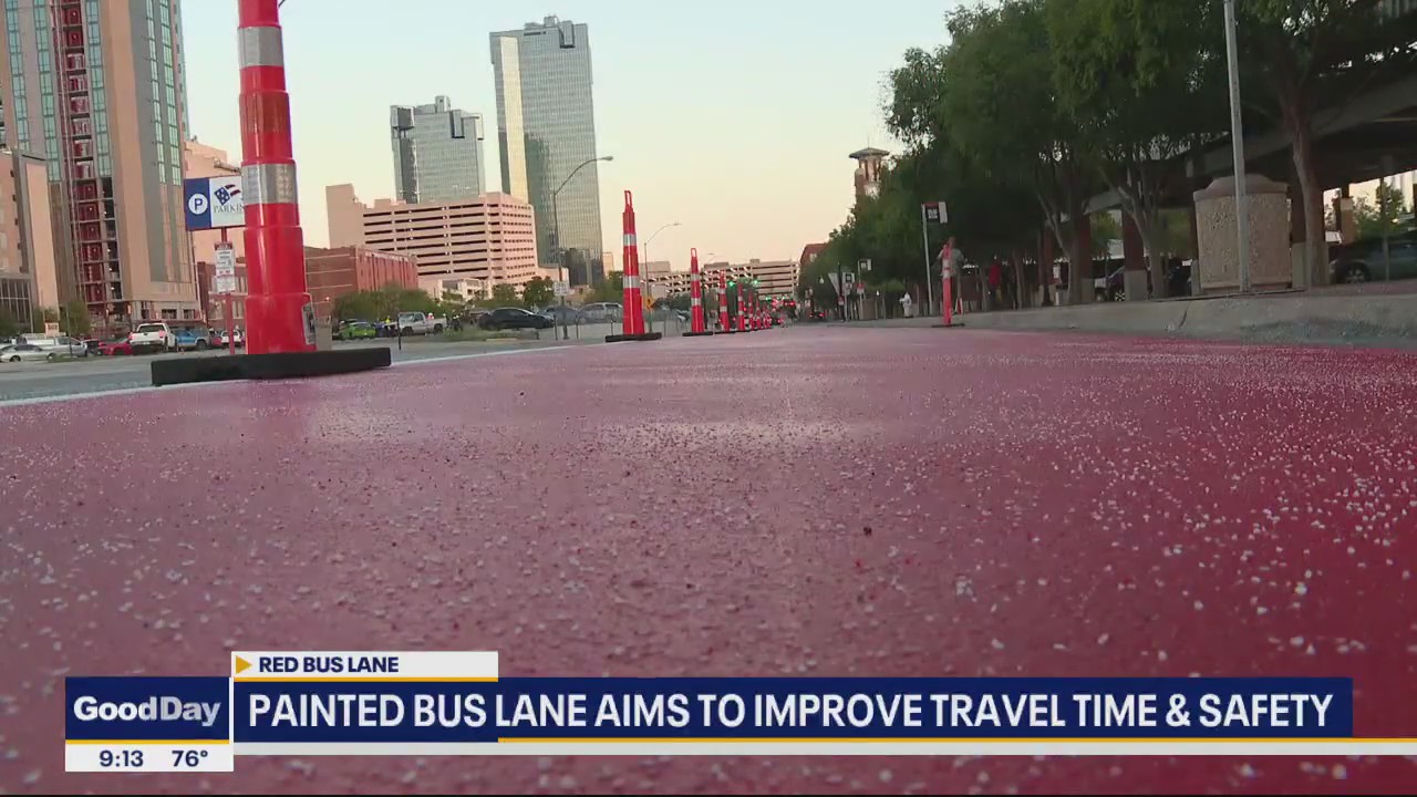 Fort Worth adds red bus lanes in downtown