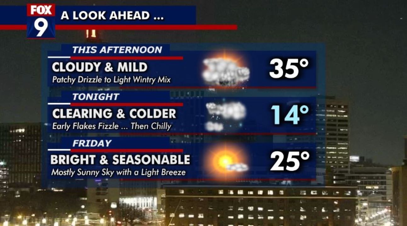 Thursday forecast:  Cloudy and a little damp