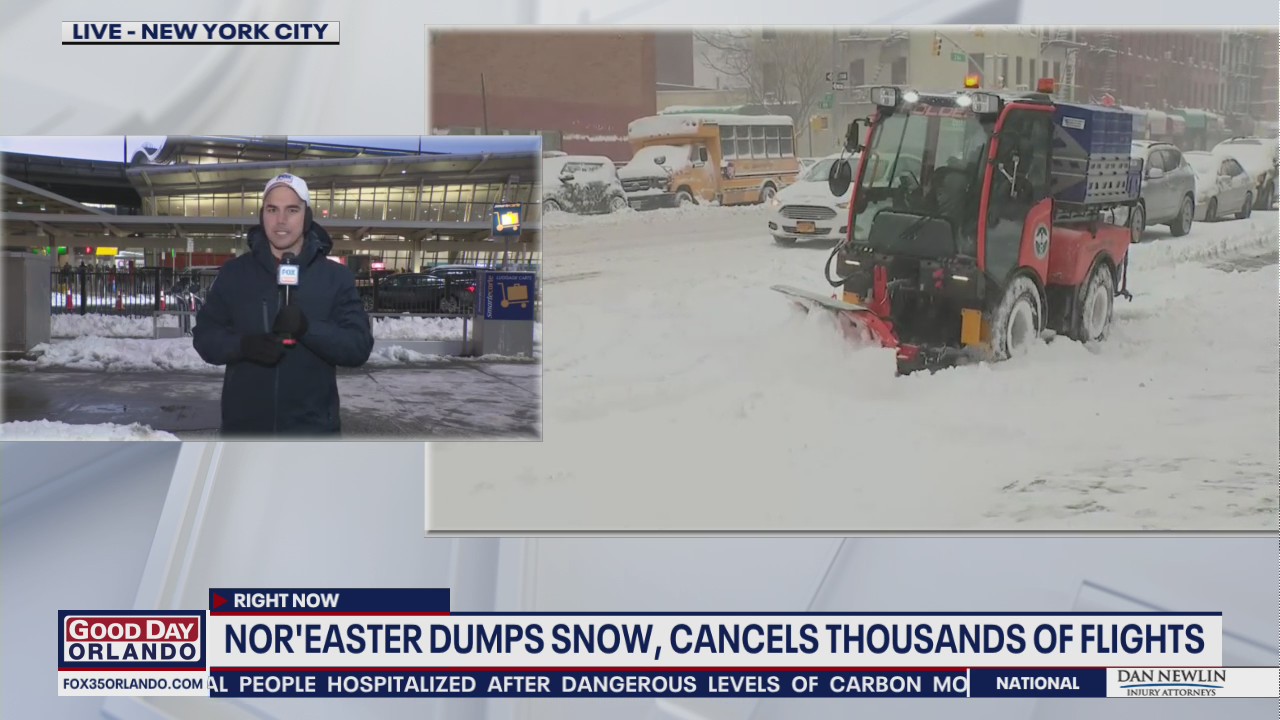 Nor'easter dumps snow, cancels thousands of flights