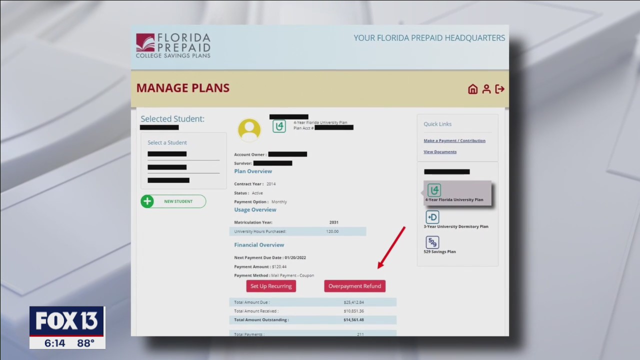 How to get money owed from Florida Prepaid