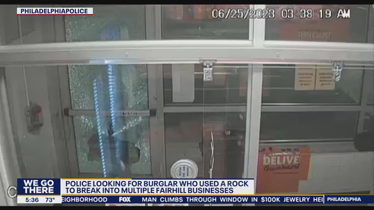 Police looking for burglar who used a rock to break into Fairhill businesses