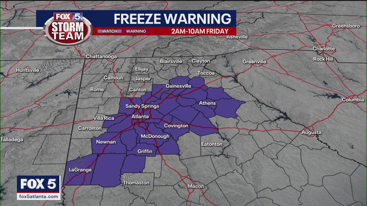 Freeze warning through Friday for metro Atlanta