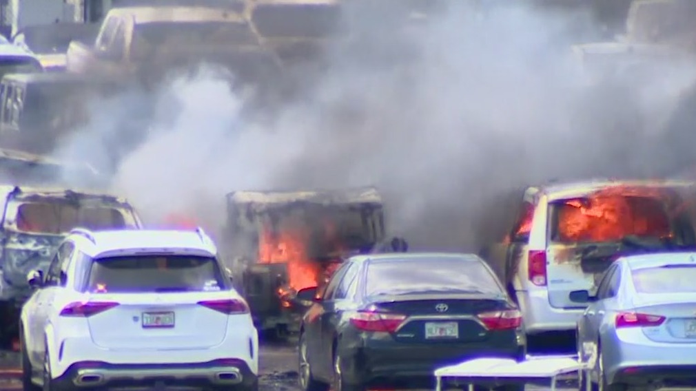 Grill left under car blamed for fire destroying 11 vehicles outside Miami Dolphins game
