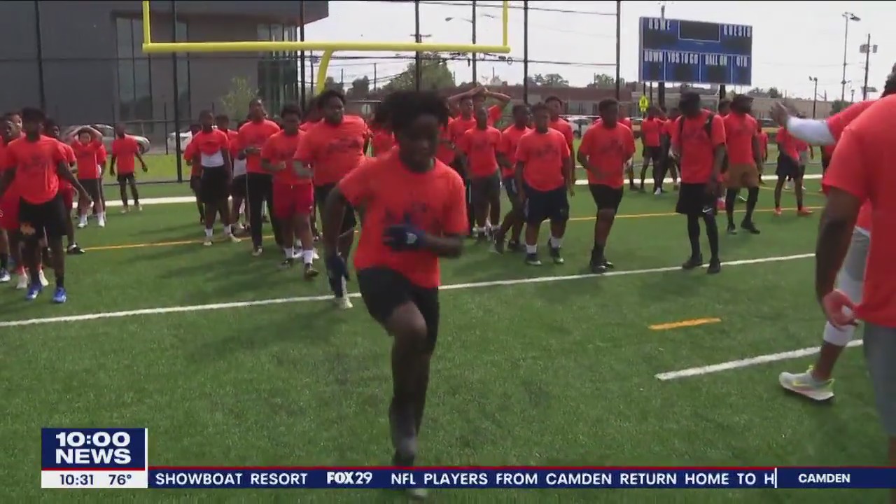 NFL players from Camden host youth football camp at Whitman Park