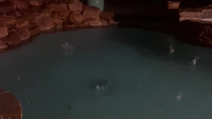 Hail hitting a pool in Round Rock