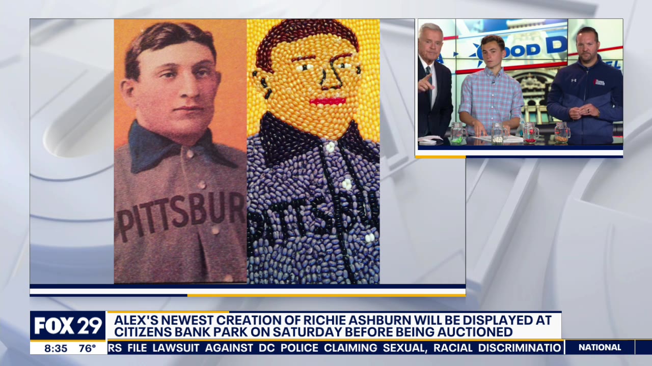 Baseball fan creates jellybean portraits to raise money for charity