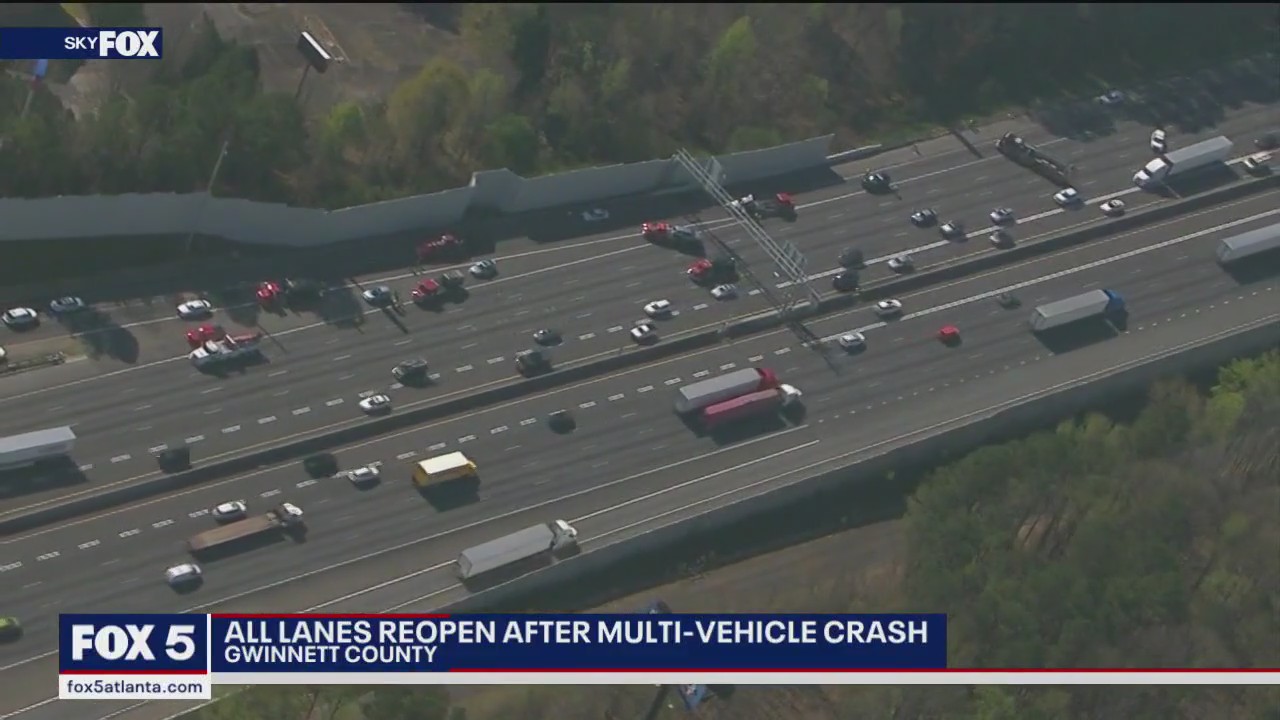 All lanes reopened after 10-car pileup on I-85