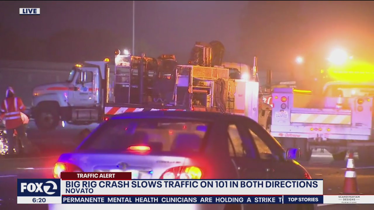 Big rig crash in Novato snarls morning traffic