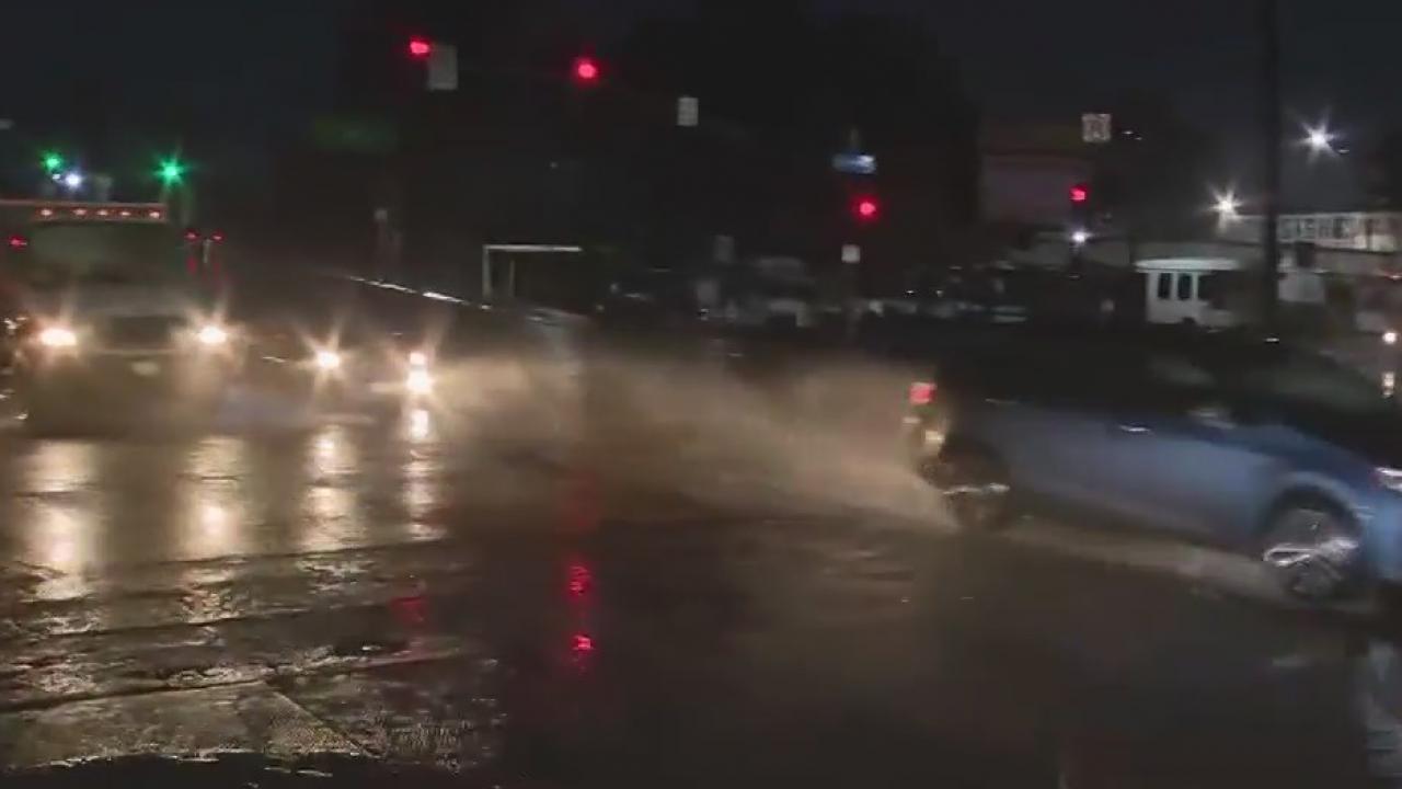 Rain hammers the San Fernando Valley