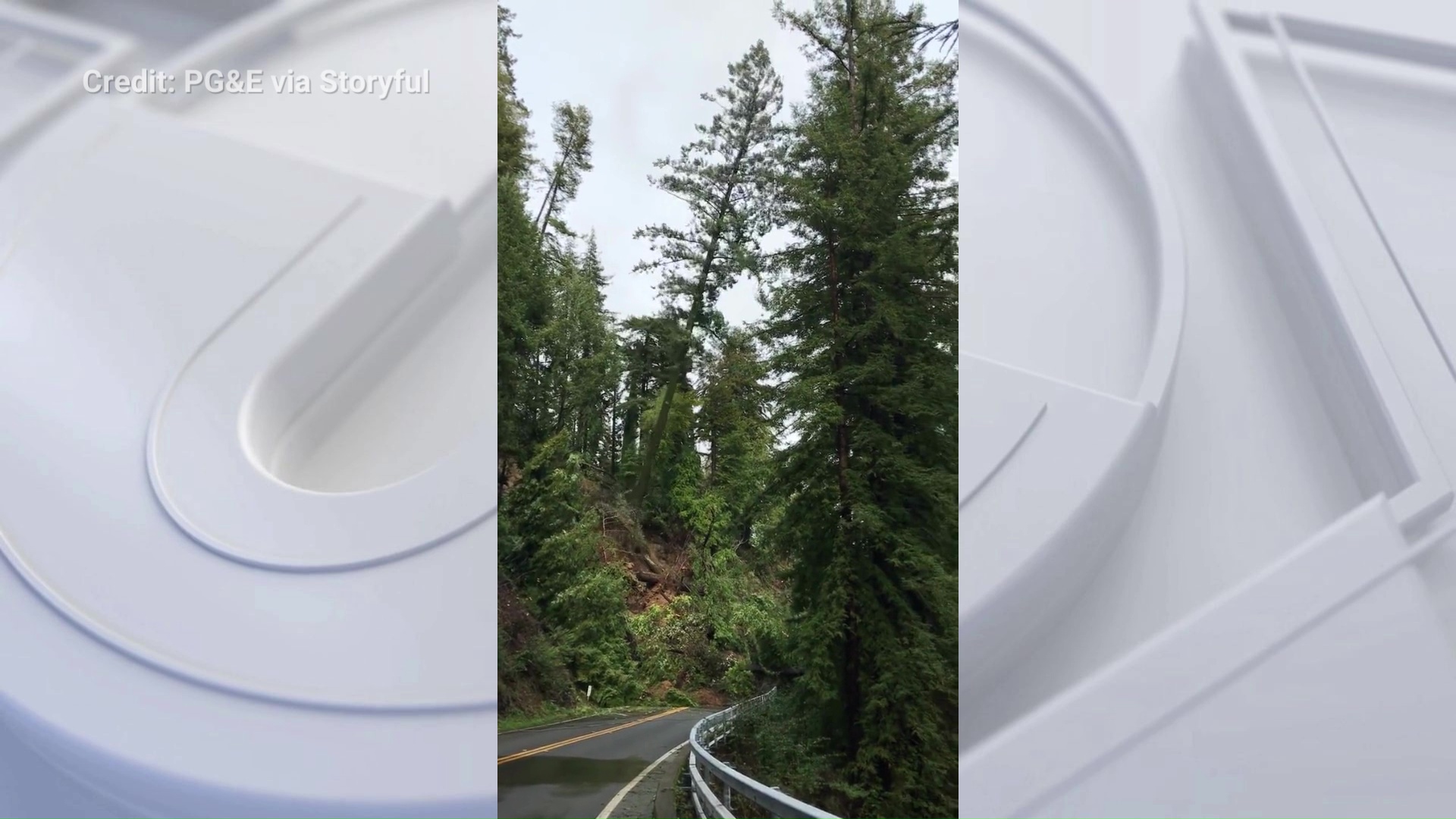 Tree slides and falls across highway in Santa Cruz Mountains