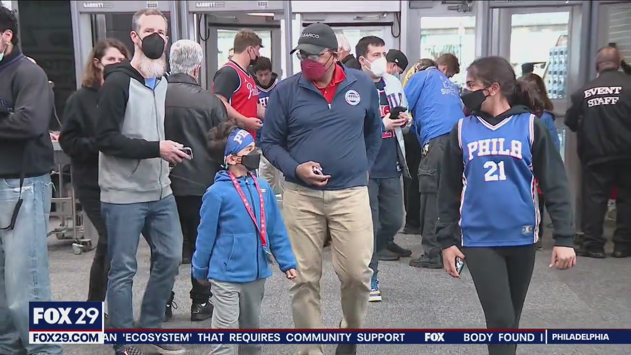 Fans mask up for Sixers playoff game against Toronto