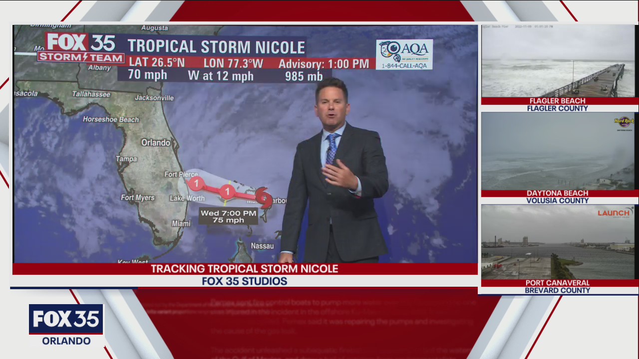 Tracking the Tropics: Center of Tropical Storm Nicole over the Bahamas