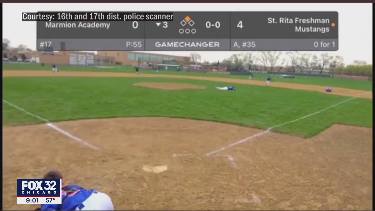 Shots ring out during Chicago high school baseball game, players hit the deck