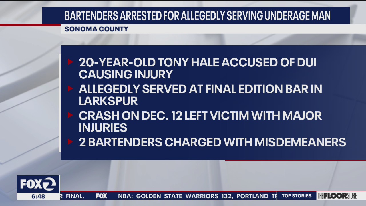 Bartenders arrested for allegedly serving underage man facing DUI