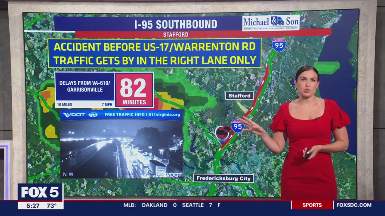 Tractor-trailer crash causes major delays in Stafford along I-95