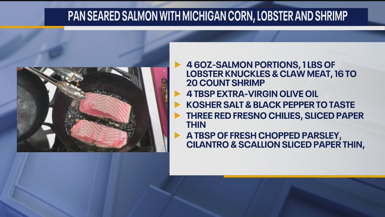 Chef Bobby Nahra Cooks up a Roasted Corn Salmon and Shrimp Dish