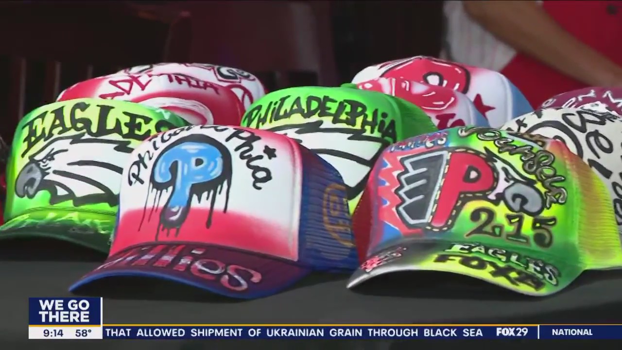 Philadelphia designer creates custom, hand-painted hats for local sports teams