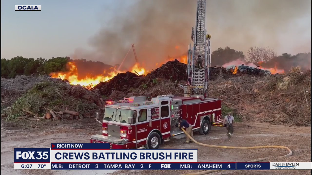 Crews battling large brush fire in Ocala