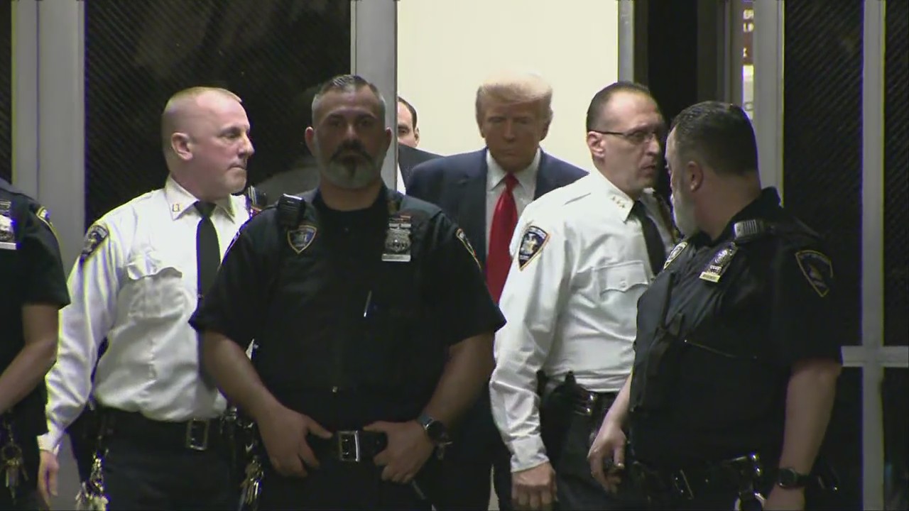 Former president Donald Trump processed at Manhattan courthouse