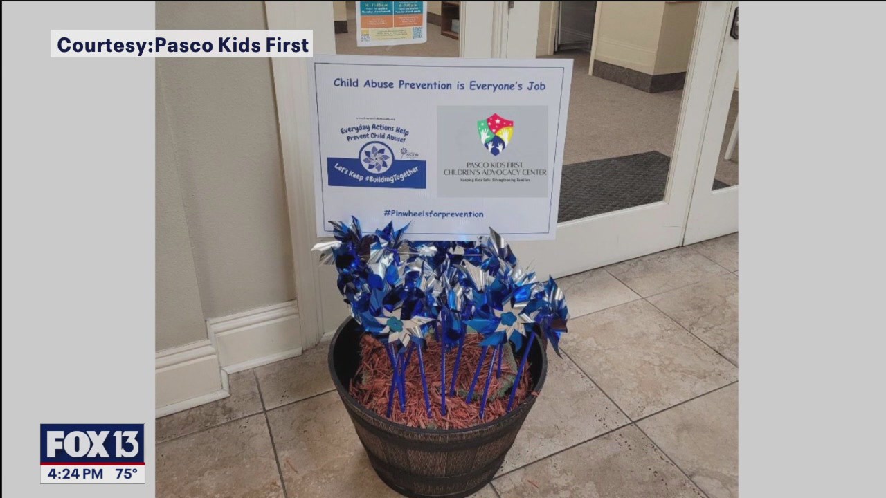 Blue pinwheels honors Child Abuse Prevention Month