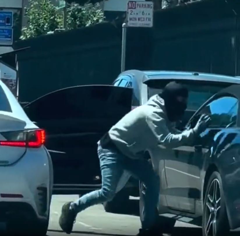Driver follows car as it goes on burglary spree