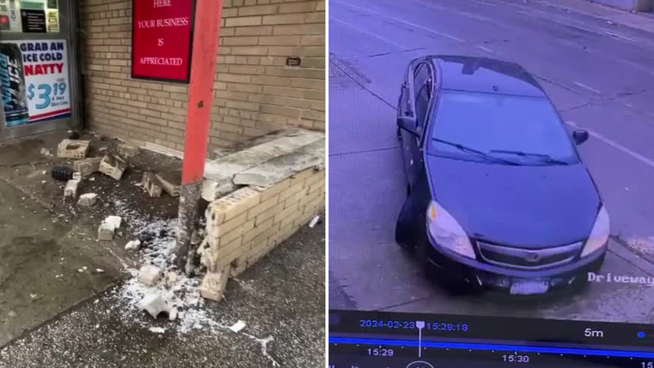 Car crash into liquor store