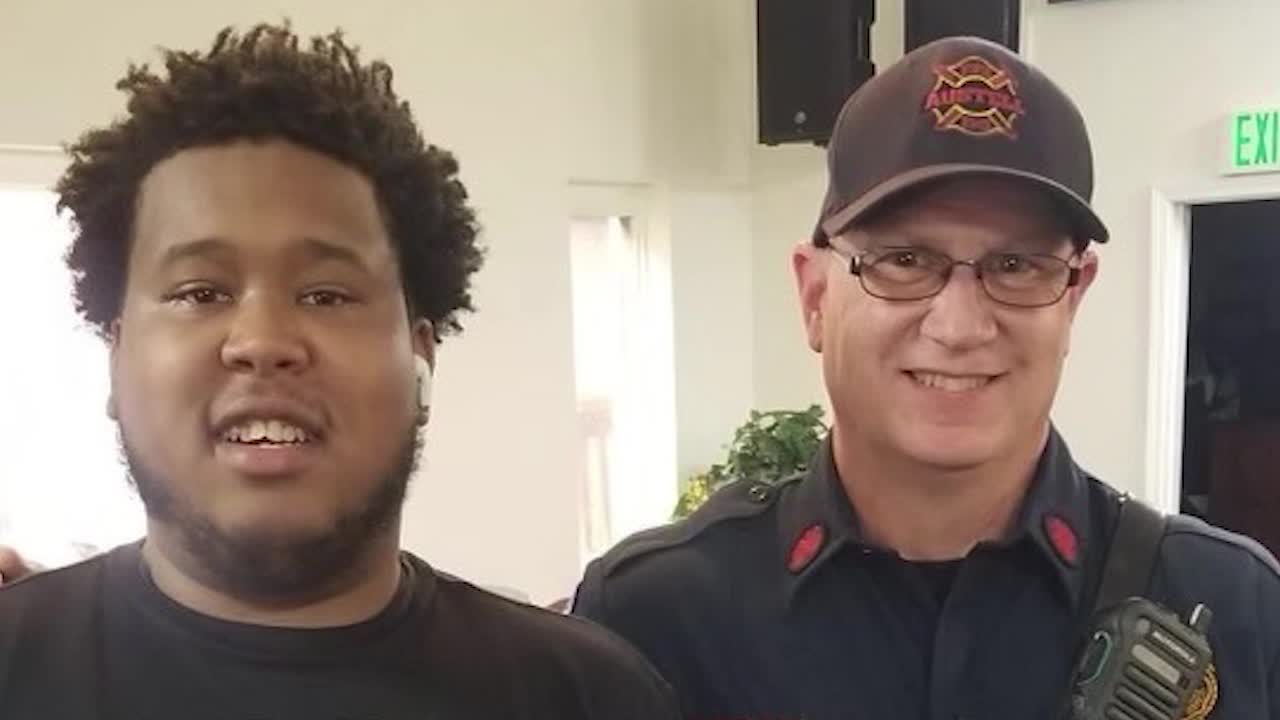 Firefighter meets 'baby' he delivered 28 years ago